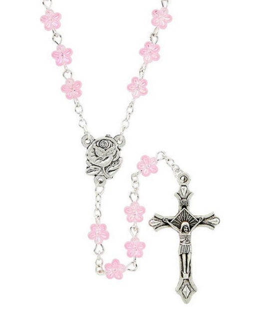 Pink Floral Rosary