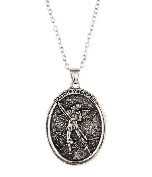 St Michael Oval Pendant w/chain