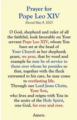 Prayer for Pope Leo XIV Laminated Card