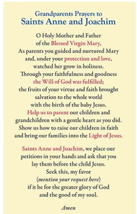 Grandparents Prayers to Saints Anne and Joachim Laminated Card