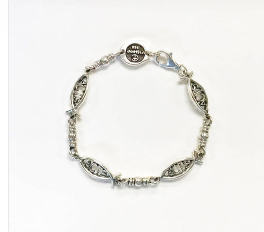 Small ACTS Ichthus Link Sterling Silver Bracelet 8