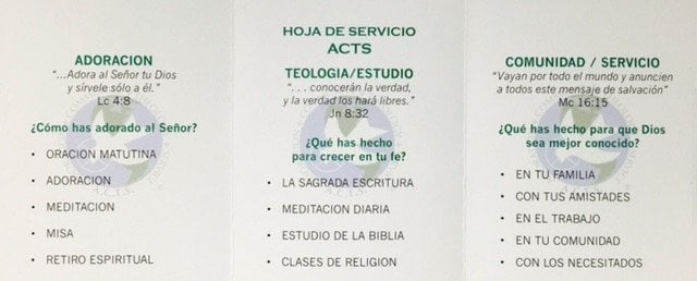 ACTS Missions Spanish Tri-Fold