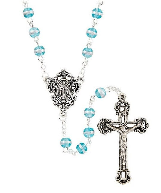 Aqua Reflections of Mary Faceted Rosary