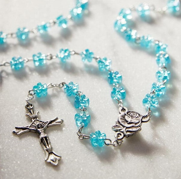 Aqua Floral Rosary