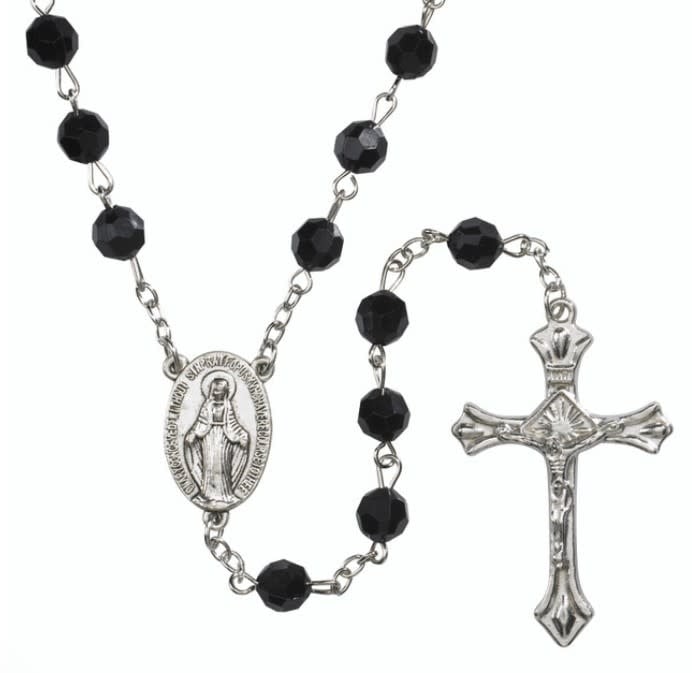 7mm Black Faceted Rosary