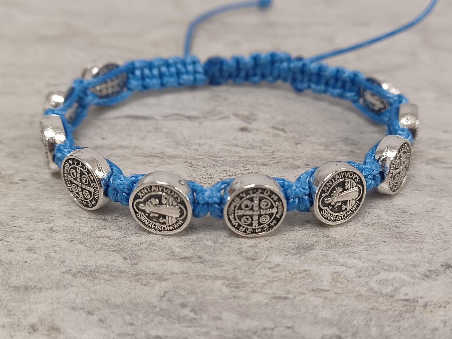 St Benedict Knotted Rosary Bracelet Royal Blue