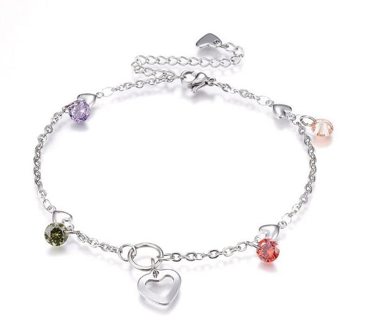 Glass Bead Rhinestone Charm Bracelet