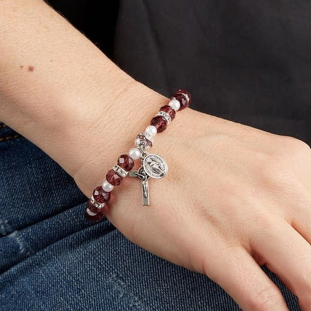 Cognac Crystal Rosary Bracelet