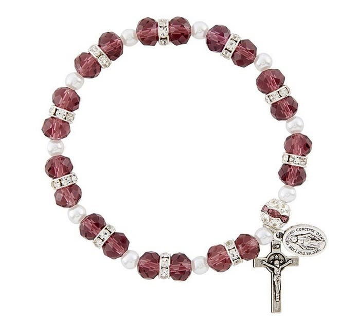 Cognac Crystal Rosary Bracelet