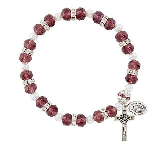 Cognac Crystal Rosary Bracelet