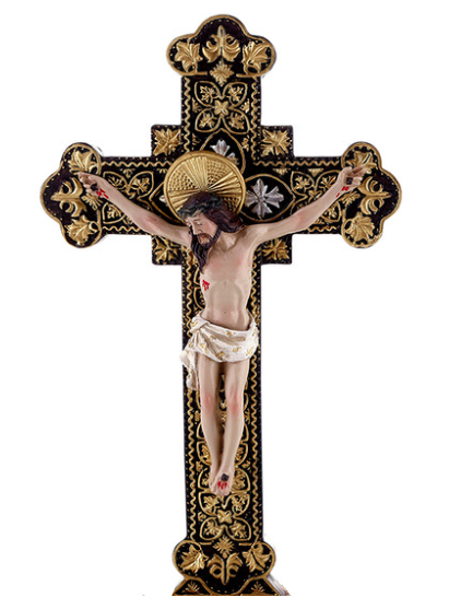 Ornate Budded Wall Crucifix 8"