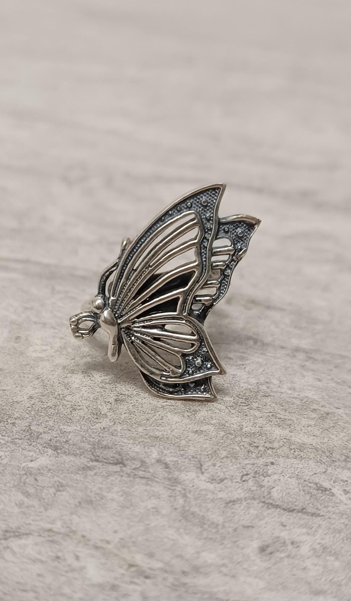 Butterfly Wings Sterling Silver Ring (Adjustable)