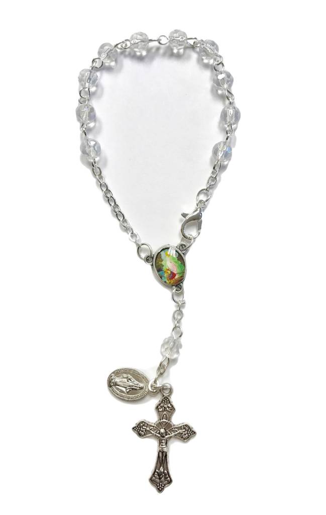 Guardian Angel Auto Rosary-Clear