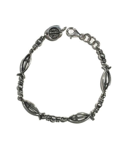 Ichthus Link w/Cross Sterling Silver Bracelet 8"