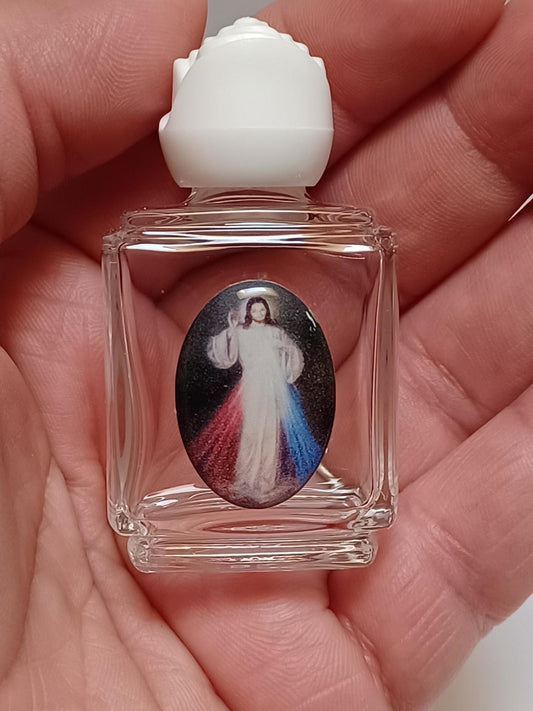 Divine Mercy Glass Holy Water Bottle