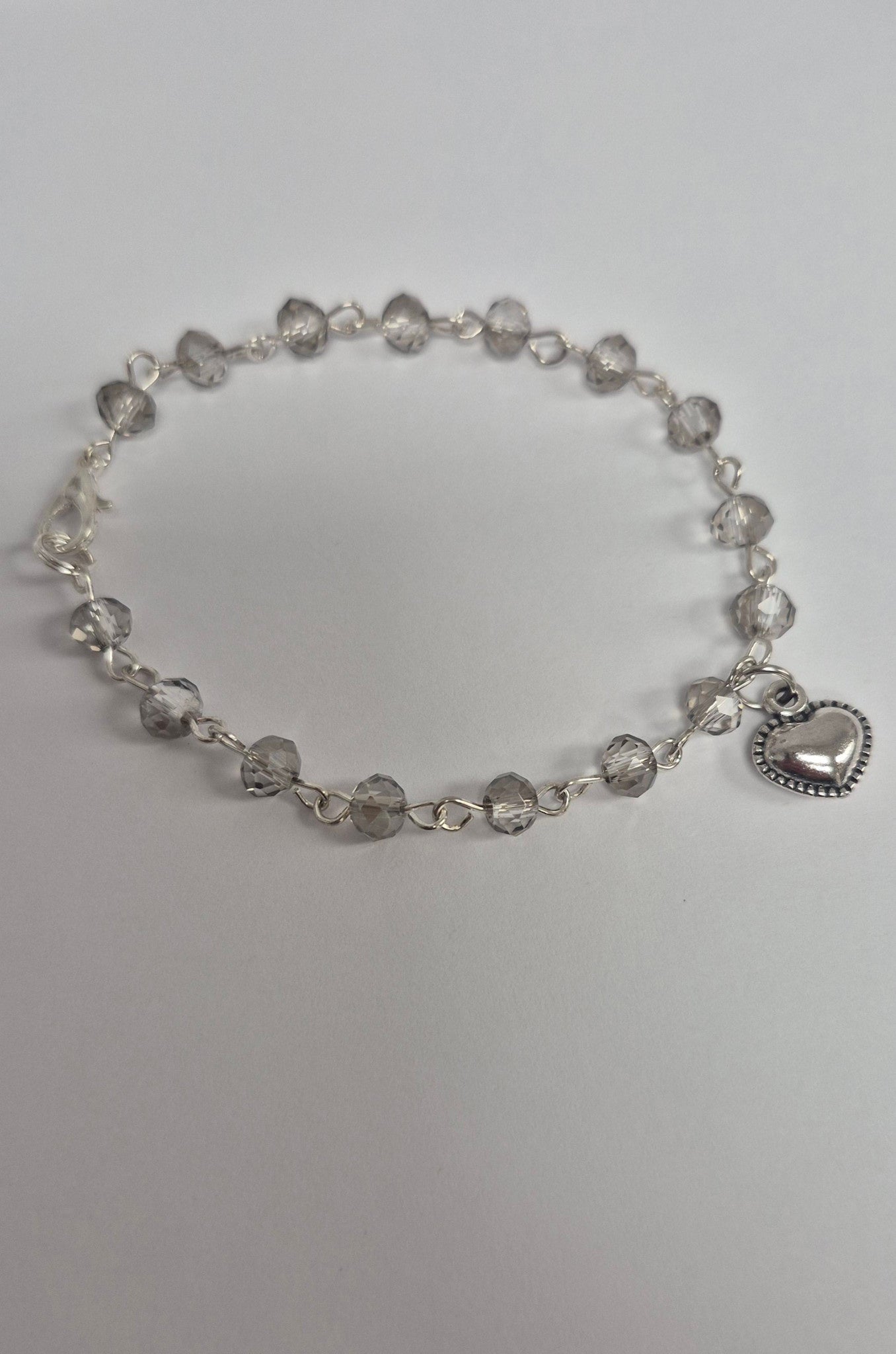 Faceted Bracelet Multicolor w/heart charm