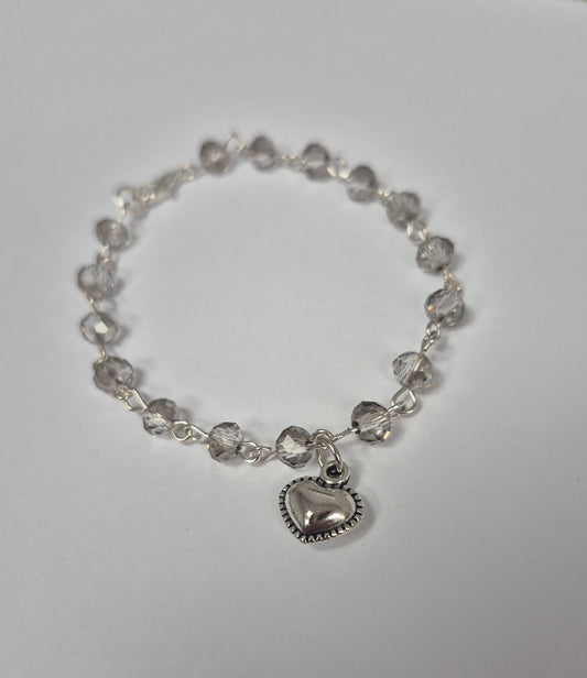 Faceted Bracelet Multicolor w/heart charm