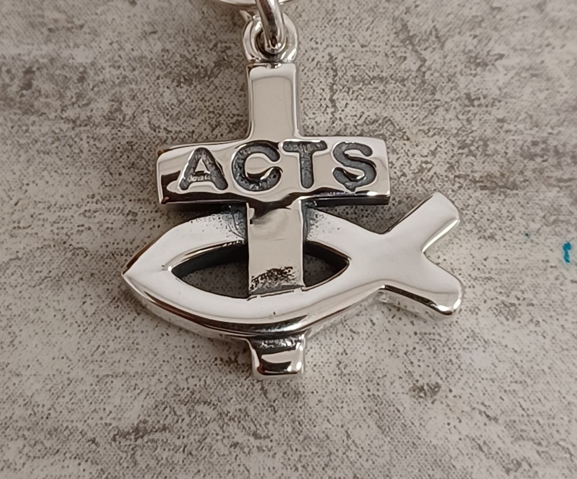 ACTS Fish Cross Sterling Silver Charm – ACTS Store
