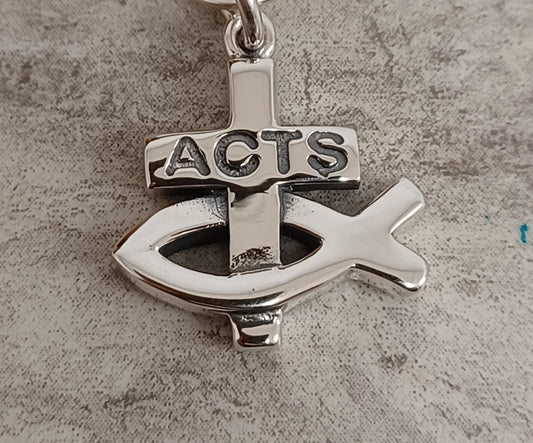 ACTS Fish Cross Sterling Silver Charm