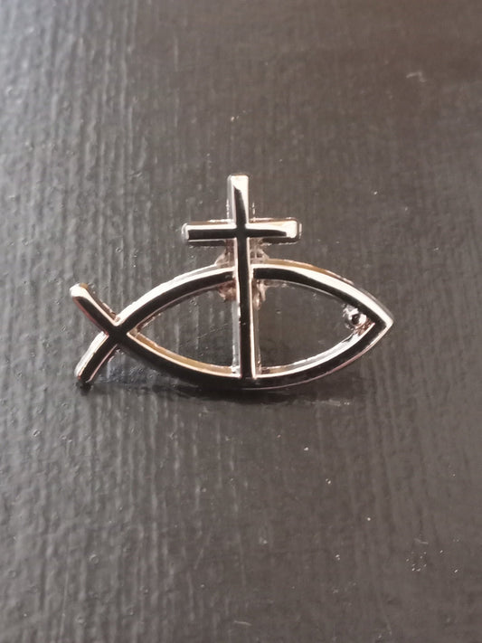 Fish Cross Lapel Pin