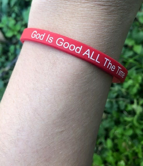 God Is Good ALL The Time Silicone Wristband Red