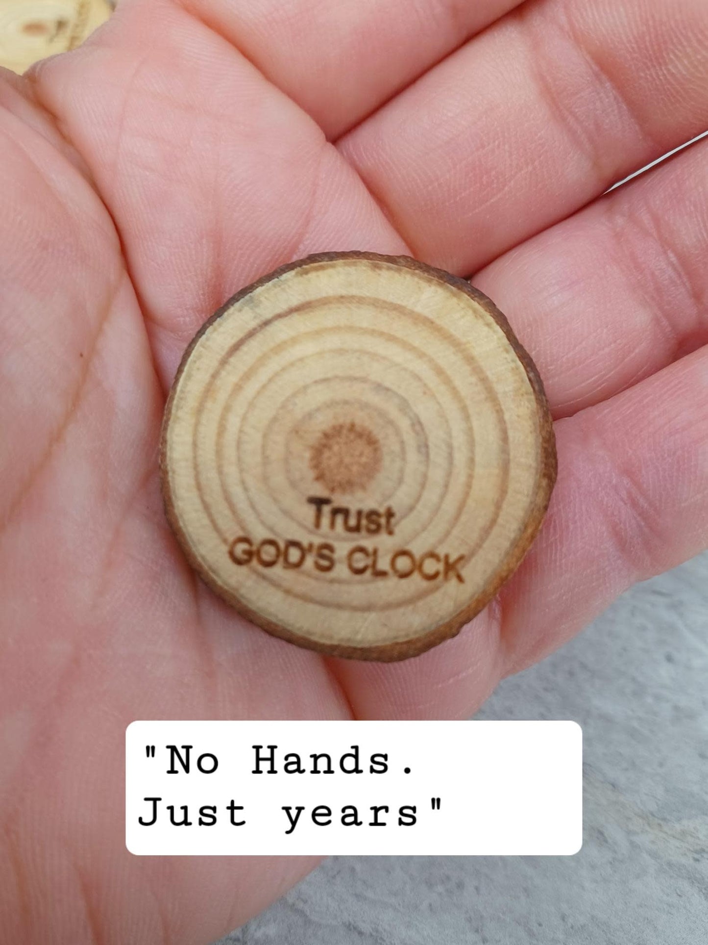 Trust God's Clock Wooden Pocket Token