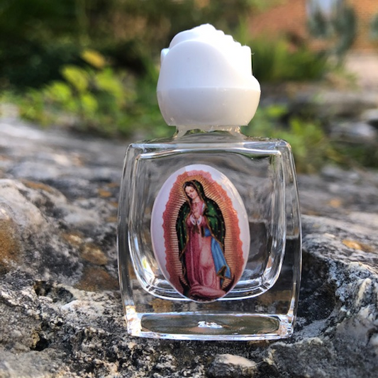 Virgen De Guadalupe Glass Holy Water Bottle