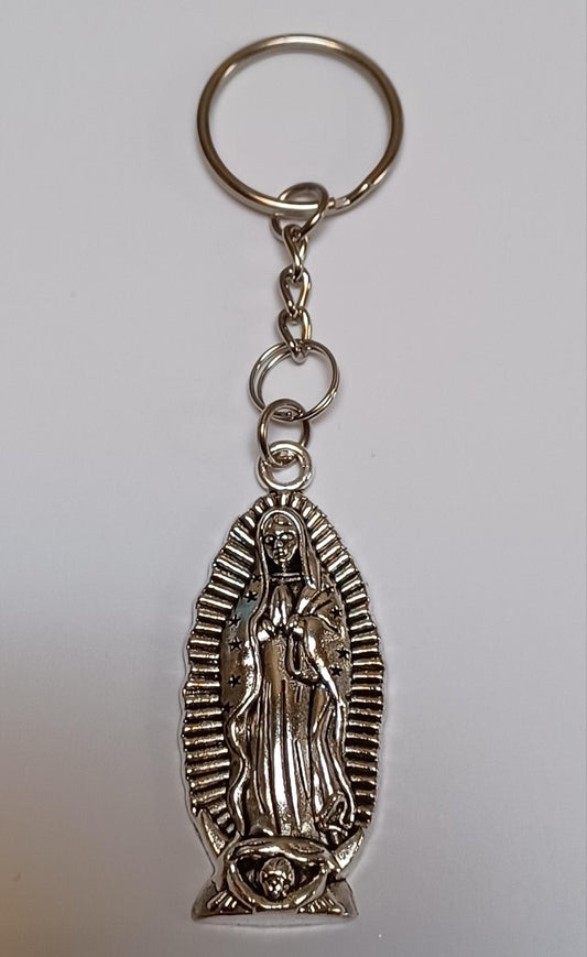2" Guadalupe Oxidized Metal Keychain