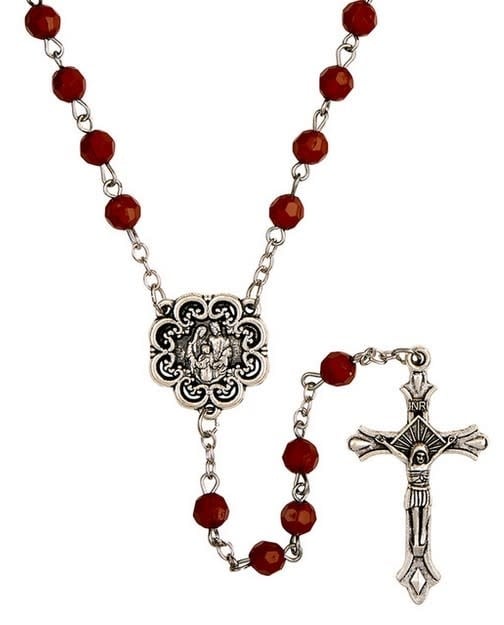 Holy Family Brown Faceted Rosary