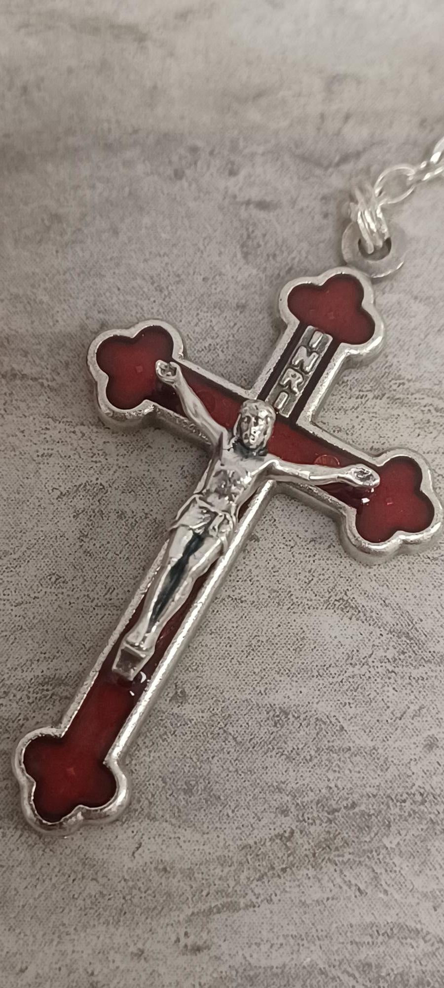 Holy Spirit Red Glass Bead Rosary
