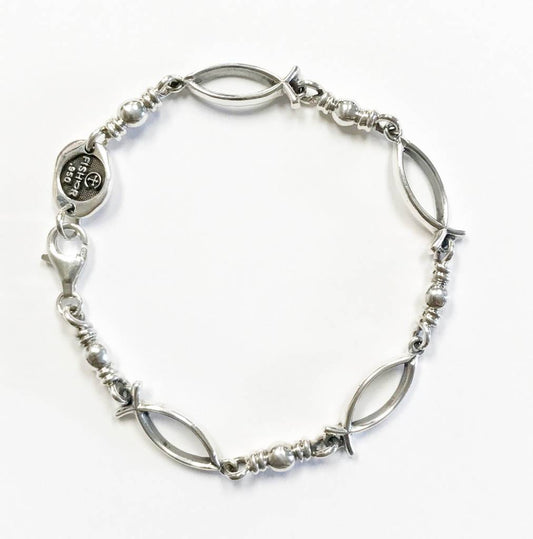 Ichthus Link Sterling Silver Bracelet 8"