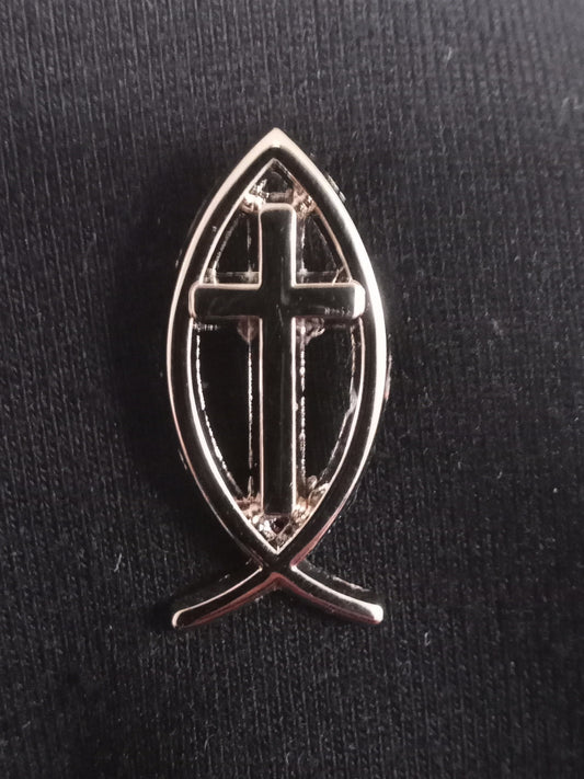 Ichthus Cross Lapel Pin