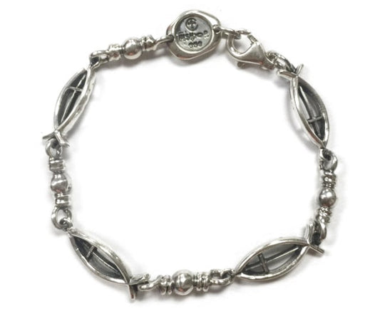 Ichthus w/Cross Link SS Bracelet