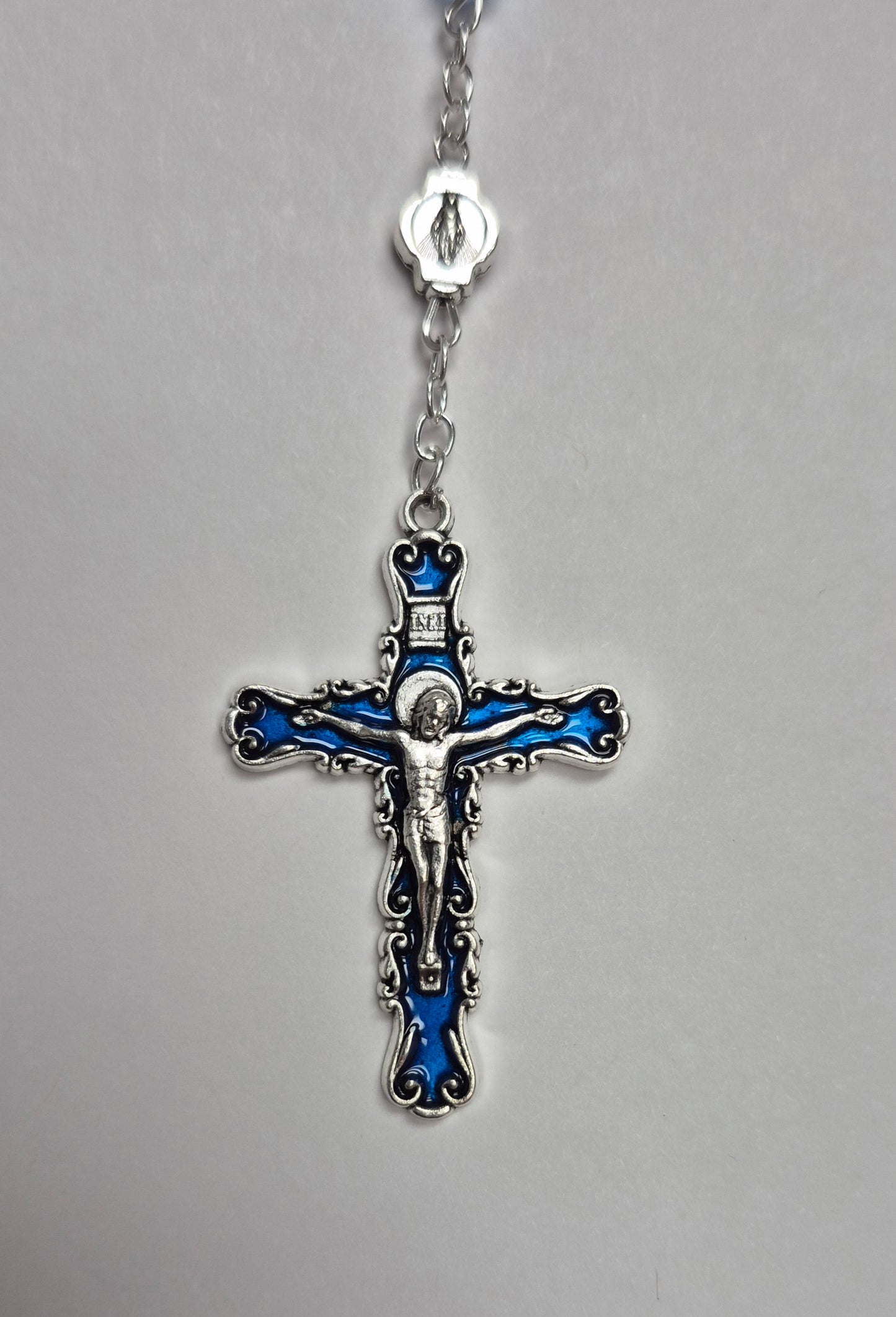 Miraculous Mother Blue Enamel Crucifix Rosary