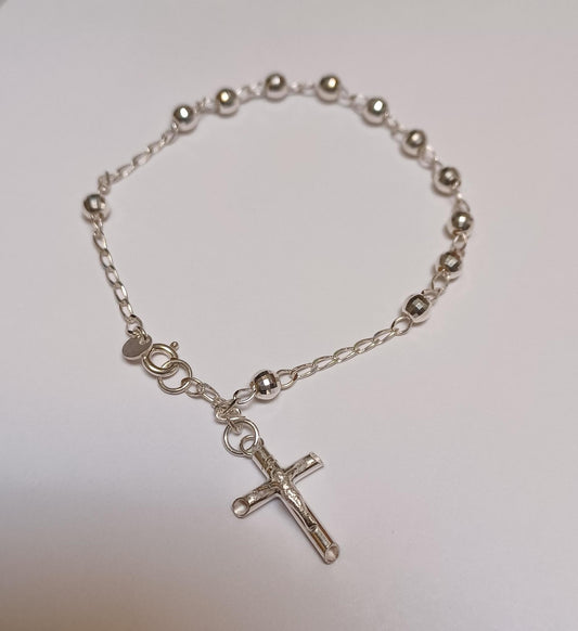 Diamond Cut Rosary Bracelet w/Large Beads
