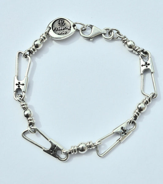 Large Link Original w/Crosses Sterling Silver Bracelet 8