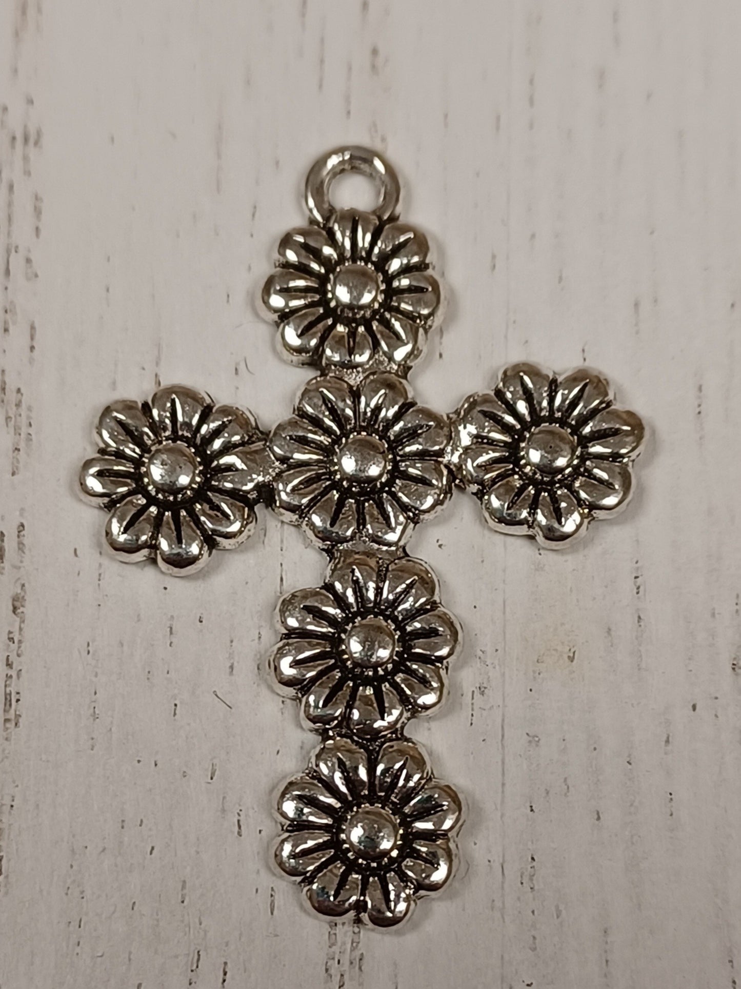 Margarita Flower Cross Pendant w/cording