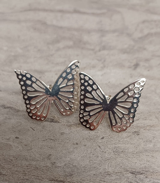 Medium Butterfly Sterling Silver Stud Earrings