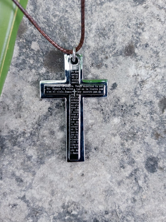 Padre Nuestro Metal Cross Pendant