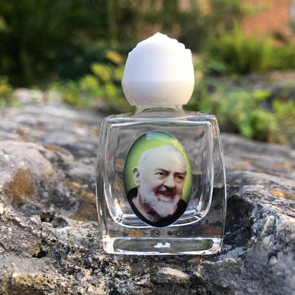Padre Pio Glass Holy Water Bottle