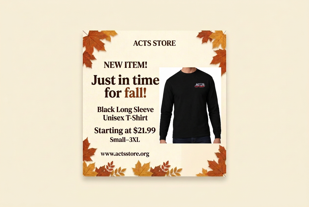 Recreated ACTS fall flyer with a large cream border