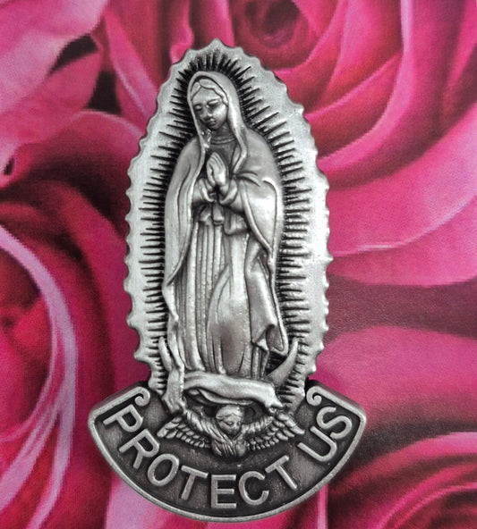 Our Lady of Guadalupe Protect Us Auto Visor Clip