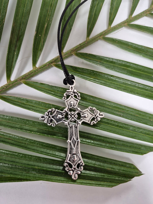 2" Filigree Cross Pendant w/cord