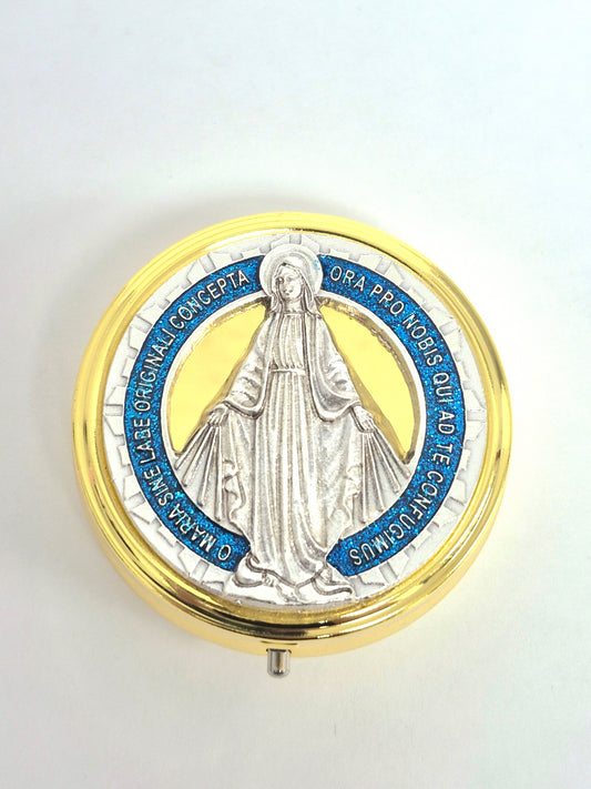 Miraculous Medal Gilt Box with Blue Enamel