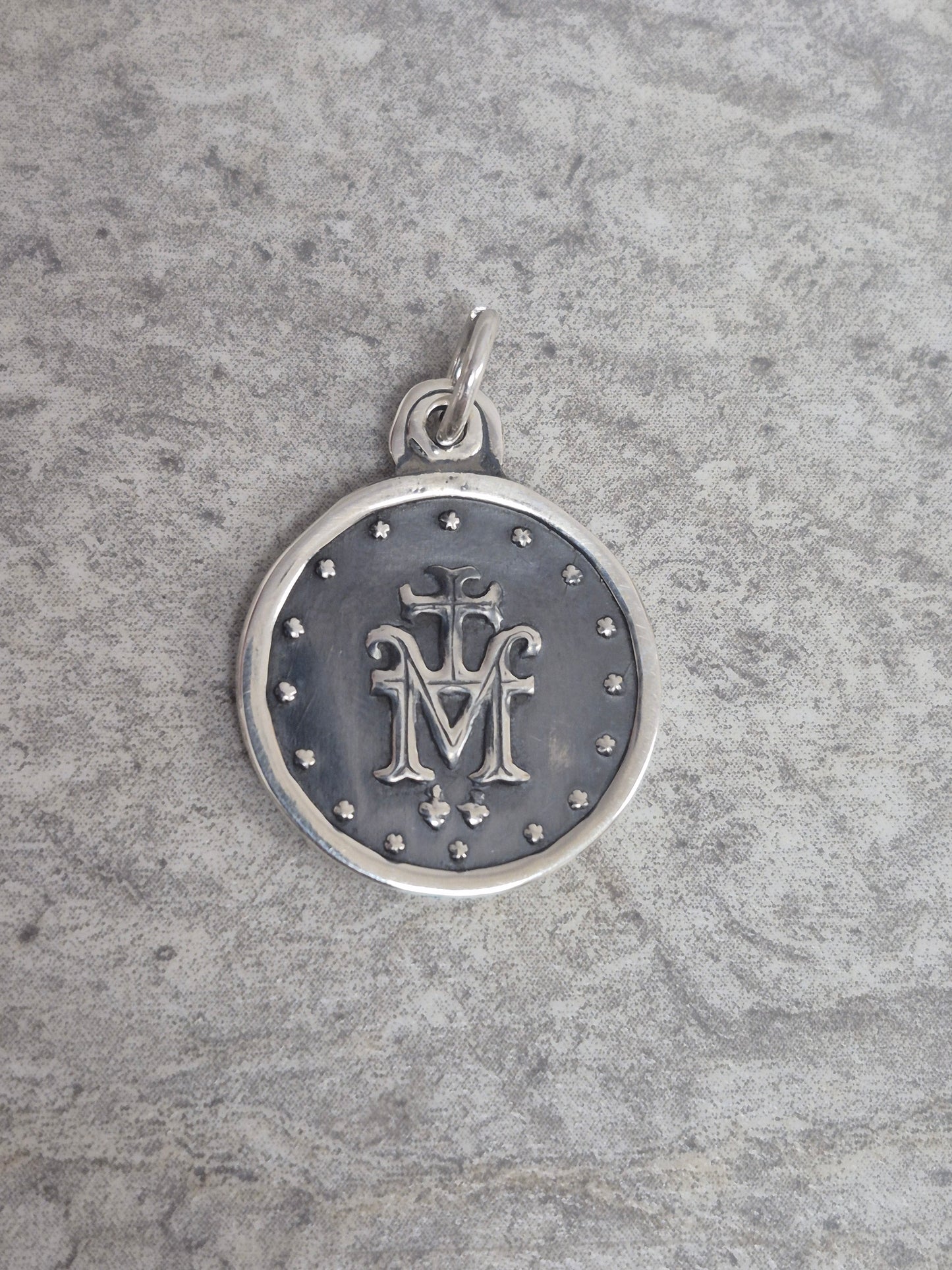 Miraculous Mother Round Sterling Silver Pendant