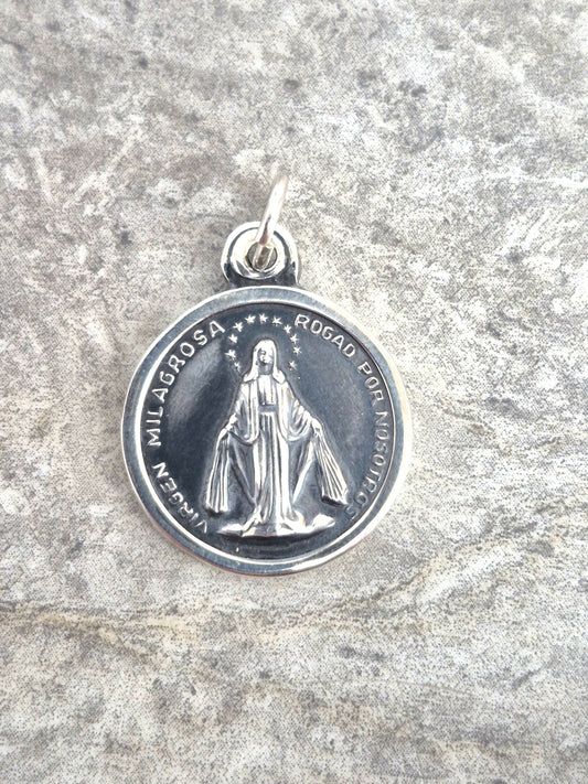 Miraculous Mother Round Sterling Silver Pendant