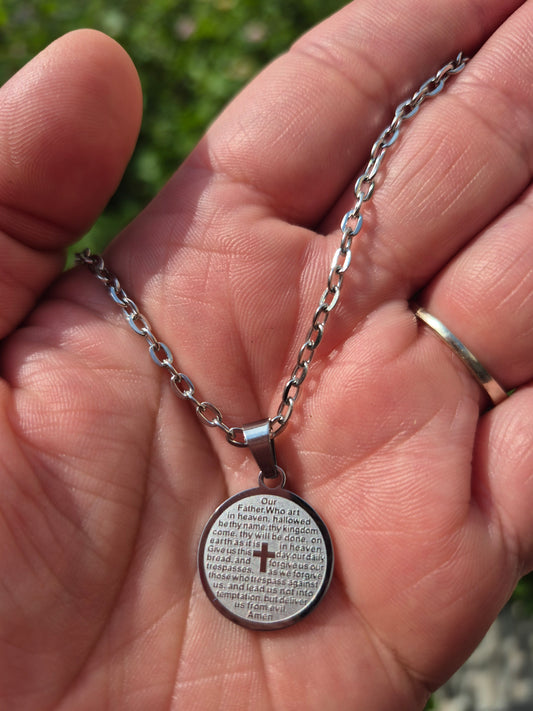 Our Father Stainless Steel Pendant w/Chain
