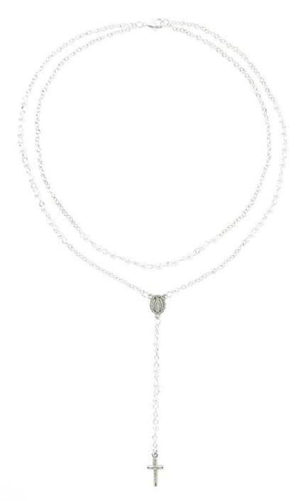 Multi-Strand Pearl Rosary Necklace