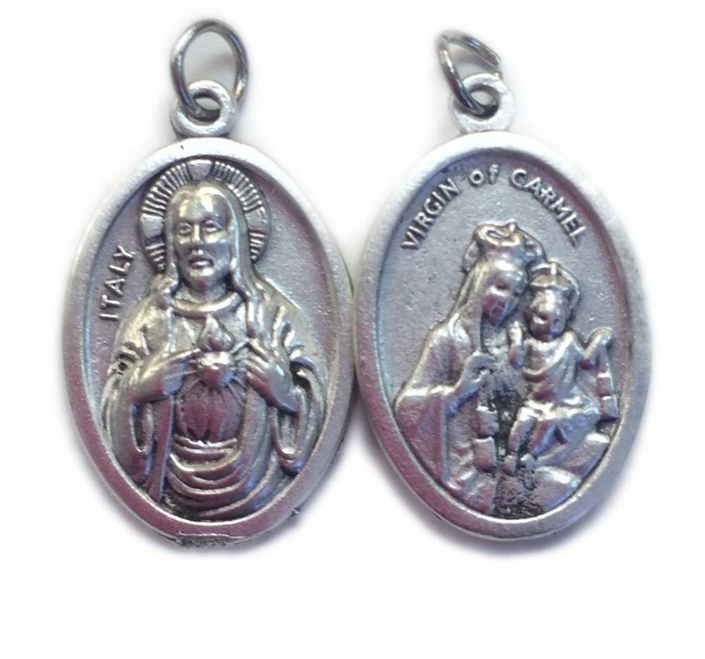Virgen of Mt. Carmel/Sacred Heart Oxidized Medal