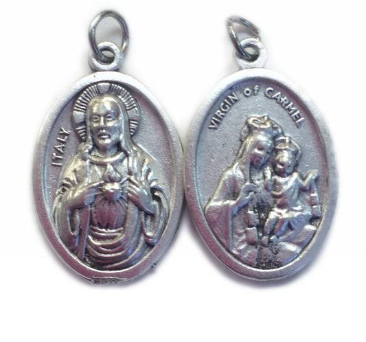 Virgen of Mt. Carmel/Sacred Heart Oxidized Medal